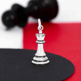 Sterling Silver Queen Chess Piece Charm 23x9mm