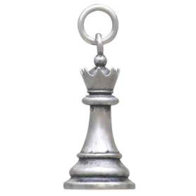 Sterling Silver Queen Chess Piece Charm Side View