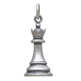 Sterling Silver Queen Chess Piece Charm Back View