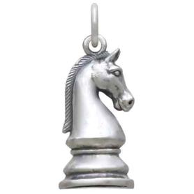 Sterling Silver Knight Chess Piece Charm Back View