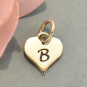 Small Silver Letter Heart Charm - Initial B 13x8mm