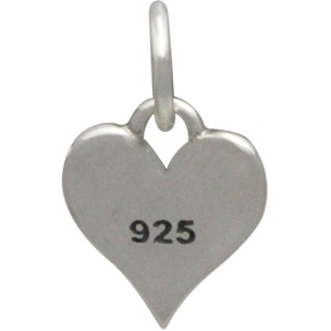 Small Silver Letter Heart Charm - Initial C 13x8mm