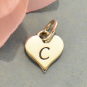 Small Silver Letter Heart Charm - Initial C 13x8mm