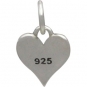 Small Silver Letter Heart Charm - Initial E 13x8mm