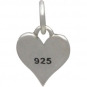 Small Silver Letter Heart Charm - Initial H 13x8mm