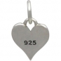 Small Silver Letter Heart Charm - Initial N 13x8mm