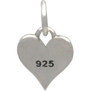 Small Silver Letter Heart Charm - Initial P 13x8mm