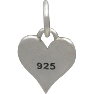Small Silver Letter Heart Charm - Initial Q 13x8mm