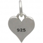 Small Silver Letter Heart Charm - Initial V 13x8mm