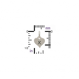 Small Silver Letter Heart Charm - Initial X 13x8mm