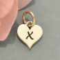 Small Silver Letter Heart Charm - Initial X 13x8mm