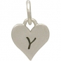 Small Silver Letter Heart Charm - Initial Y 13x8mm