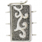 Silver Three Strand Box Clasp with Carpet Granulation22x27mm