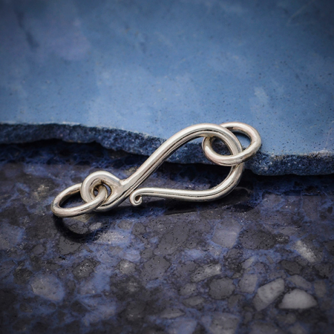Sterling Silver Simple Hook and Eye Clasp - Medium 25x8mm