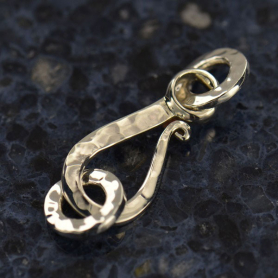 Sterling Silver Hook and Eye Clasp w Hammered Finish 35x11mm