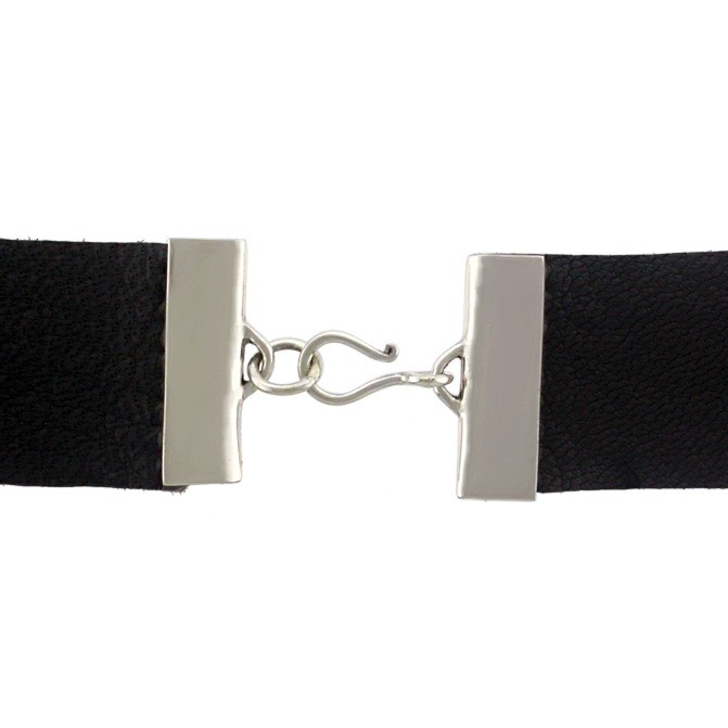 Sterling Silver Wide Crimp Clasp for Leather 30x20mm