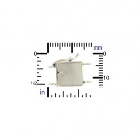 Sterling Silver Box Clasp - Sm Plain Two Strand 18x13mm