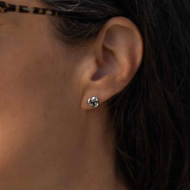 Sterling Silver Trinity Knot Post Earrings 9x9mm on ear