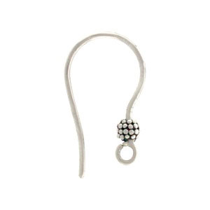Sterling Silver Ear Hook with Small Granulated Beads