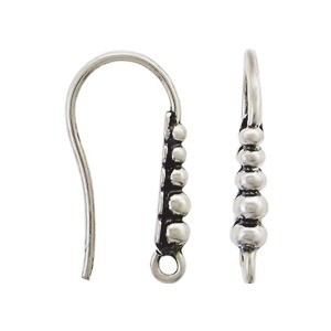 Sterling Silver Ear Hook with Graduated Dots Pattern 18x3mm