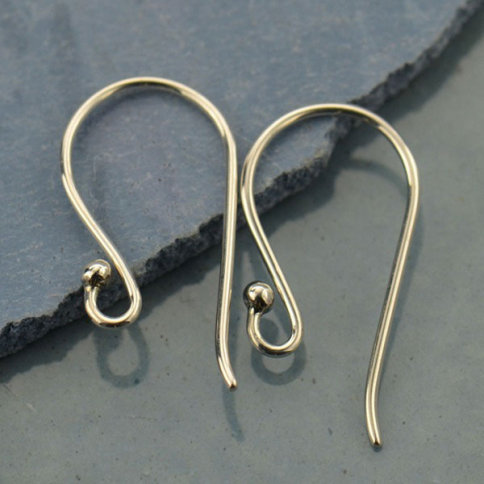 Sterling Silver Large Simple Ear Hook with Ball 23x12mm