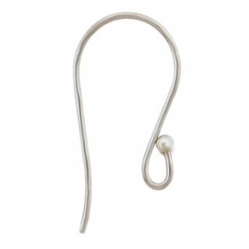 Sterling Silver Large Simple Ear Hook with Ball 23x12mm