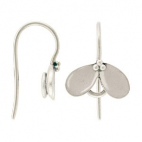 Sterling Silver Ear Hook with Cupped Petals 18x11mm