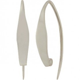 Sterling Silver Long Smooth Ear Wire with Hidden Loop 27x4mm