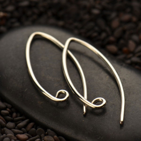Sterling Silver Ear Wire - Small Marquis with Loop 23x12mm