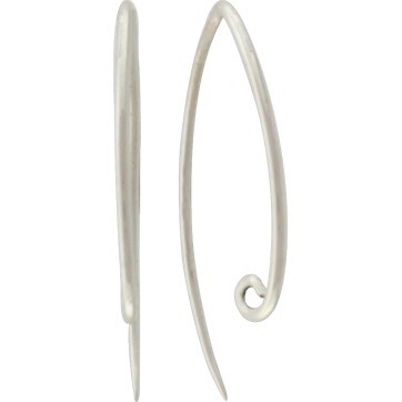 Sterling Silver Ear Wire - Large Marquis with Loop 37x16mm