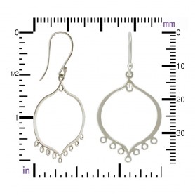 Sterling Silver Arabesqu Earring Finding w 7 Loops 39x21mm