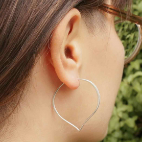 Sterling Silver Lotus Petal Hoop Earring 41x35mm
