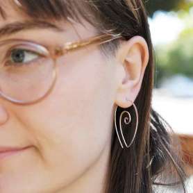 Sterling Silver Ear Wire - Spiral Teardrop Shape 40x26mm