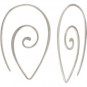 Sterling Silver Ear Wire - Spiral Teardrop Shape 40x26mm