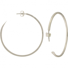 Sterling Silver Hammer Finish Hoop Earrings on Post 40x40mm