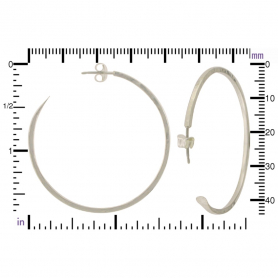 Sterling Silver Hammer Finish Hoop Earrings on Post 40x40mm