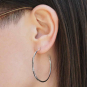 Sterling Silver Hammer Finish Hoop Earrings on Post 40x40mm