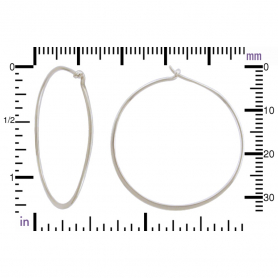 Sterling Silver Half Hammered Circle Hoop Earrings 30mm