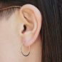 Sterling Silver Half Hammered Circle Hoop Earrings 30mm