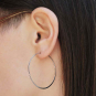 Sterling Silver Half Hammered Circle Hoop Earrings 40mm