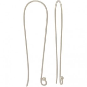 Sterling Silver Long Ear Wires with Granulated Ball 42x12mm