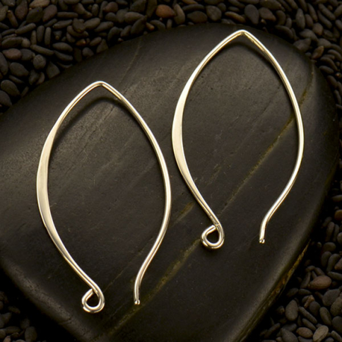 Sterling Silver Marquis Shaped Ear Wire 34x19mm