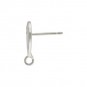 Silver Stud Earrings - Hammered Teardrop with Loop 13x7mm