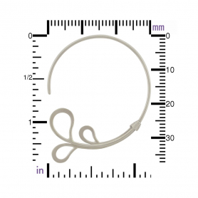 Silver Hoop Earrings with Curled Wire Teardrops 38x33mm