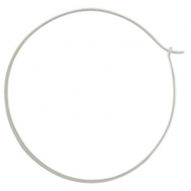  Sterling Silver Half Hammered Circle Earring Hoops 50mm