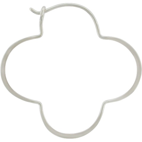Sterling Silver Hoop Earrings - Clover Shape 40x40mm