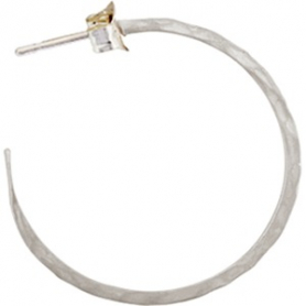 Sterling Silver Hammer Finish Hoop Earrings on Post 25x25mm