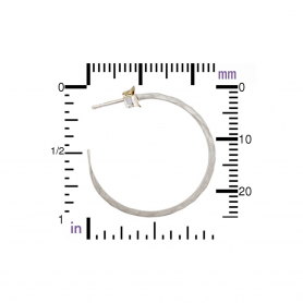 Sterling Silver Hammer Finish Hoop Earrings on Post 25x25mm