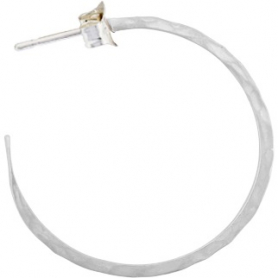Sterling Silver Hammer Finish Hoop Earrings on Post 25x25mm