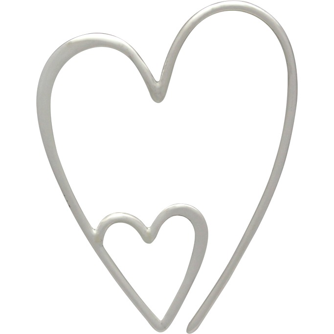 Sterling Silver Ear Wires - Heart Shaped 30x24mm